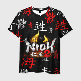 Мужская футболка 3D с принтом NIOH 2 в Новосибирске, 100% полиэфир | прямой крой, круглый вырез горловины, длина до линии бедер | action | ninja | nioh | nioh 2 | игра про самурая | кровь | меч | ниндзя | ниох | ниох 2 | самурай | экшен.