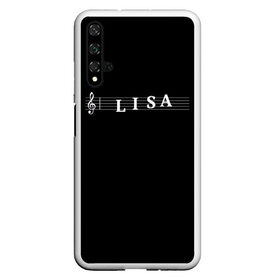 Чехол для Honor 20 с принтом Lisa в Новосибирске, Силикон | Область печати: задняя сторона чехла, без боковых панелей | clef | instrument | lisa | music | musical | name | notation | note | notes | tablature | treble | грамота | елизавета | имя | инструмент | ключ | лиза | музыка | музыкальный | нота | нотная | ноты | скрипичный | табулатура