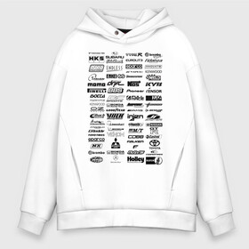 Мужское худи Oversize хлопок с принтом Racing Logo в Новосибирске, френч-терри — 70% хлопок, 30% полиэстер. Мягкий теплый начес внутри —100% хлопок | боковые карманы, эластичные манжеты и нижняя кромка, капюшон на магнитной кнопке | Тематика изображения на принте: auto | brembo | car | drag | drift | enkey | hoda | logo | mitsubishi | nissan | pirelli | racing | rally | sparco | street | subaru | toyota | авто | автомобили | гонки | дрифт | дрэг | лого | логотип | митсубиси | ниссан | ралли | субару | тойота | хонд