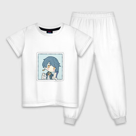 Детская пижама хлопок с принтом Син Цю в Новосибирске, 100% хлопок |  брюки и футболка прямого кроя, без карманов, на брюках мягкая резинка на поясе и по низу штанин
 | арт | милые парень | рисунок | син цю | чиби | чиби персонаж