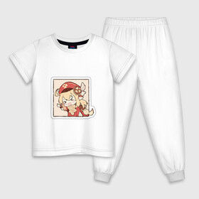 Детская пижама хлопок с принтом Кли в Новосибирске, 100% хлопок |  брюки и футболка прямого кроя, без карманов, на брюках мягкая резинка на поясе и по низу штанин
 | klee | арт | кли | милая девочка | милая девушка | рисунок | чиби | чиби персонаж