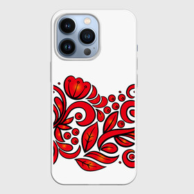 Чехол для iPhone 13 Pro с принтом ХОХЛОМА в Новосибирске,  |  | ветки | земляника | земляники | красные | одежда | ромашки | русь | рябина | рябины | сочные | традиционная | узоры | хохлома | цветы | ягоды