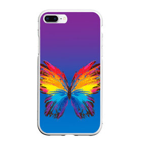Чехол для iPhone 7Plus/8 Plus матовый с принтом красочная бабочка в Новосибирске, Силикон | Область печати: задняя сторона чехла, без боковых панелей | абстрактное искусство | бабочка | беспозвоночные | брызги | градиент | краска | красочная | крылья | лето | мотыльки и бабочки | насекомое | радуга | ярко
