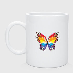Кружка керамическая с принтом бабочка краской в Новосибирске, керамика | объем — 330 мл, диаметр — 80 мм. Принт наносится на бока кружки, можно сделать два разных изображения | бабочка | беспозвоночные | брызги | градиент | краска | красочная | крылья | лето | мотыльки и бабочки | насекомое | насекомые | радуга | ярко