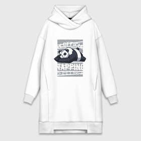 Платье-худи хлопок с принтом My Official Napping Shirt в Новосибирске,  |  | Тематика изображения на принте: english | funny | lazy | panda | английские надписи | английский язык | дневной сон | дремлет | дрыхнет | ленивая панда | ленивый | лень | люблю вздремнуть | люблю спать | панда | пандочка | прикол | сиеста