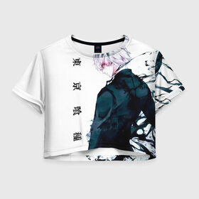 Женская футболка Crop-top 3D с принтом Токийский гуль Tokyo Ghoul в Новосибирске, 100% полиэстер | круглая горловина, длина футболки до линии талии, рукава с отворотами | anime | kaneki ken | tokyo ghoul | tokyo ghoul: re | аниме | анимэ | гули | джузо сузуя | канеки кен | кузен йошимура | наки | нишики нишио | ре | ренджи йомо | ризе камиширо | токийский гуль | тоука киришима | ута