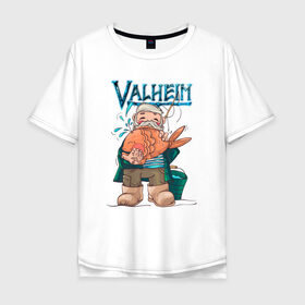 Мужская футболка хлопок Oversize с принтом Valheim в Новосибирске, 100% хлопок | свободный крой, круглый ворот, “спинка” длиннее передней части | fantasy | mmo | valheim | valve | валхейм | вальхейм | викинги | выживалка | игра | королевская битва | ммо | ролевая игра | фэнтази