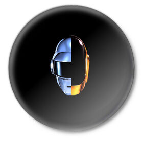 Значок с принтом Daft Punk в Новосибирске,  металл | круглая форма, металлическая застежка в виде булавки | ги мануэль де омем кристо | ню диско | синти поп | техно | тома бангальтер | фанк | французский хаус | электроник рок