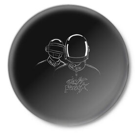 Значок с принтом Daft Punk в Новосибирске,  металл | круглая форма, металлическая застежка в виде булавки | ги мануэль де омем кристо | ню диско | синти поп | техно | тома бангальтер | фанк | французский хаус | электроник рок