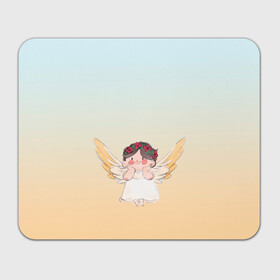 Коврик для мышки прямоугольный с принтом акварельный ангелок в Новосибирске, натуральный каучук | размер 230 х 185 мм; запечатка лицевой стороны | акварель | ангел | ангелок | ангелочек | крылья | купидон | милашка | персонаж | рисунок | чиби