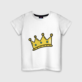 Детская футболка хлопок с принтом корона рисунок в Новосибирске, 100% хлопок | круглый вырез горловины, полуприлегающий силуэт, длина до линии бедер | босс | власть | королева | король | корона | рисунок | самолюбие | царевич | царевна | царь