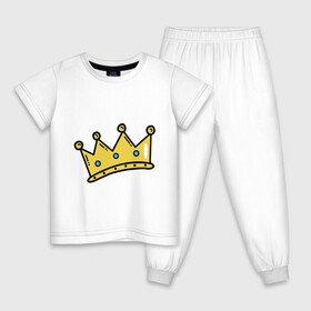 Детская пижама хлопок с принтом корона рисунок в Новосибирске, 100% хлопок |  брюки и футболка прямого кроя, без карманов, на брюках мягкая резинка на поясе и по низу штанин
 | босс | власть | королева | король | корона | рисунок | самолюбие | царевич | царевна | царь