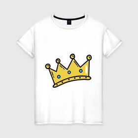 Женская футболка хлопок с принтом корона рисунок в Новосибирске, 100% хлопок | прямой крой, круглый вырез горловины, длина до линии бедер, слегка спущенное плечо | босс | власть | королева | король | корона | рисунок | самолюбие | царевич | царевна | царь