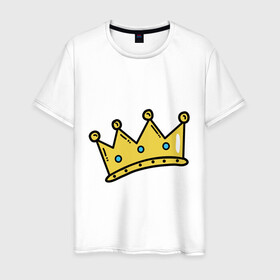 Мужская футболка хлопок с принтом корона рисунок в Новосибирске, 100% хлопок | прямой крой, круглый вырез горловины, длина до линии бедер, слегка спущенное плечо. | босс | власть | королева | король | корона | рисунок | самолюбие | царевич | царевна | царь