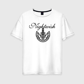 Женская футболка хлопок Oversize с принтом Nightwish Logo / Найтвиш (Z) в Новосибирске, 100% хлопок | свободный крой, круглый ворот, спущенный рукав, длина до линии бедер
 | music | night wish | nightwish | nuclear blast | rock | spinefarm | лого | музыка | найт виш | найтвиш | рок | симфоник метал | тарья турунен | флор янсен