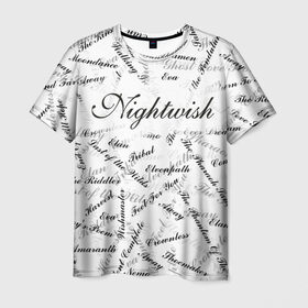 Мужская футболка 3D с принтом Nightwish Songs / Найтвиш песни (Z) в Новосибирске, 100% полиэфир | прямой крой, круглый вырез горловины, длина до линии бедер | music | nightwish | nuclear blast | rock | spinefarm | лого | музыка | найтвиш | рок | симфоник метал | тарья турунен | флор янсен