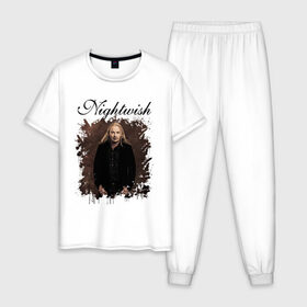 Мужская пижама хлопок с принтом Nightwish / Найтвиш Эмппу (Z) в Новосибирске, 100% хлопок | брюки и футболка прямого кроя, без карманов, на брюках мягкая резинка на поясе и по низу штанин
 | music | nightwish | nuclear blast | rock | spinefarm | вуоринен | лого | музыка | найтвиш | рок | симфоник метал | тарья турунен | флор янсен | эмппу | эрно эмппу вуоринен