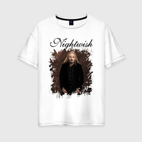 Женская футболка хлопок Oversize с принтом Nightwish / Найтвиш Эмппу (Z) в Новосибирске, 100% хлопок | свободный крой, круглый ворот, спущенный рукав, длина до линии бедер
 | music | nightwish | nuclear blast | rock | spinefarm | вуоринен | лого | музыка | найтвиш | рок | симфоник метал | тарья турунен | флор янсен | эмппу | эрно эмппу вуоринен