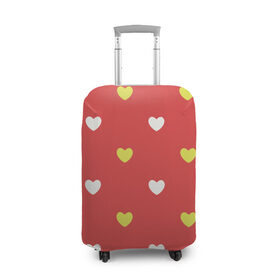 Чехол для чемодана 3D с принтом Сердечки на красном паттерн в Новосибирске, 86% полиэфир, 14% спандекс | двустороннее нанесение принта, прорези для ручек и колес | background | design | fabric | heart | love | pattern | red | romance | romantic | seamless | valentine | красный | любовь | рисунок | романтика | сердце | узор