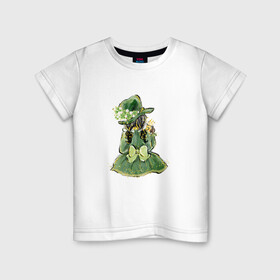 Детская футболка хлопок с принтом Девушка в Новосибирске, 100% хлопок | круглый вырез горловины, полуприлегающий силуэт, длина до линии бедер | зеленый | клевер | цветы