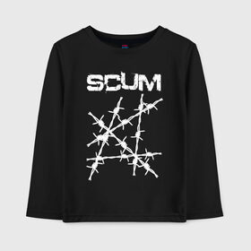 Детский лонгслив хлопок с принтом SCUM в Новосибирске, 100% хлопок | круглый вырез горловины, полуприлегающий силуэт, длина до линии бедер | action | game | scum | tec1 | выживание | выжить | ресурсы | скам игра | тюремная