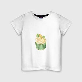 Детская футболка хлопок с принтом Кекс в Новосибирске, 100% хлопок | круглый вырез горловины, полуприлегающий силуэт, длина до линии бедер | еда | капкейк | сладкое