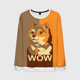 Мужской свитшот 3D с принтом Doge Wow в Новосибирске, 100% полиэстер с мягким внутренним слоем | круглый вырез горловины, мягкая резинка на манжетах и поясе, свободная посадка по фигуре | animal | art | dog | doge | dogecoin | many x | mem | meme | new | poster | such x | wave | wow | арт | в | галстук | галстуке | двухцветная | животное | зверь | имени | кабосу | мем | мемас | мэм | по | постер | сиба ину | собака | хищник