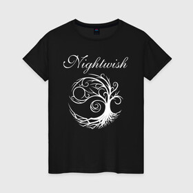 Женская футболка хлопок с принтом NIGHTWISH в Новосибирске, 100% хлопок | прямой крой, круглый вырез горловины, длина до линии бедер, слегка спущенное плечо | metal | nightwish | tarja turunen | метал | музыка | найтвиш | рок | симфо метал | тарья турунен