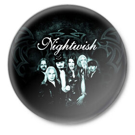 Значок с принтом NIGHTWISH в Новосибирске,  металл | круглая форма, металлическая застежка в виде булавки | Тематика изображения на принте: metal | nightwish | tarja turunen | метал | музыка | найтвиш | рок | симфо метал | тарья турунен