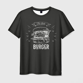 Мужская футболка 3D с принтом Бургер в Новосибирске, 100% полиэфир | прямой крой, круглый вырез горловины, длина до линии бедер | fast food | the best burger | бургер | еда | фастфуд
