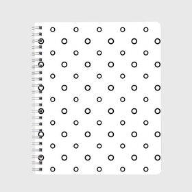 Тетрадь с принтом Черно-белый узор в горошек в Новосибирске, 100% бумага | 48 листов, плотность листов — 60 г/м2, плотность картонной обложки — 250 г/м2. Листы скреплены сбоку удобной пружинной спиралью. Уголки страниц и обложки скругленные. Цвет линий — светло-серый
 | abstract | backdrop | background | circle | design | diagonal | dot | fabric | geometric | graphic | illustration | line | paper | pattern | print | rand | repeat | seamless | simple | texture | tile | vector | wallpaper | wave | white | бублики | кружочк