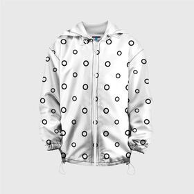 Детская куртка 3D с принтом Черно-белый узор в горошек в Новосибирске, 100% полиэстер | застежка — молния, подол и капюшон оформлены резинкой с фиксаторами, по бокам — два кармана без застежек, один потайной карман на груди, плотность верхнего слоя — 90 г/м2; плотность флисового подклада — 260 г/м2 | abstract | backdrop | background | circle | design | diagonal | dot | fabric | geometric | graphic | illustration | line | paper | pattern | print | rand | repeat | seamless | simple | texture | tile | vector | wallpaper | wave | white | бублики | кружочк