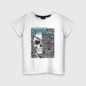 Детская футболка хлопок с принтом Череп Urban Downtown в Новосибирске, 100% хлопок | круглый вырез горловины, полуприлегающий силуэт, длина до линии бедер | downtown | urban | абстракция | кости | скелет | чеперушка | череп