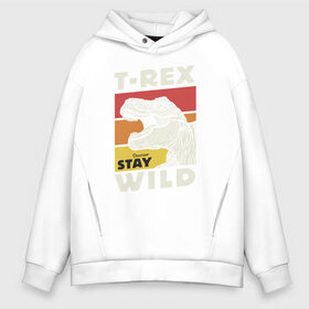 Мужское худи Oversize хлопок с принтом T-rex wild в Новосибирске, френч-терри — 70% хлопок, 30% полиэстер. Мягкий теплый начес внутри —100% хлопок | боковые карманы, эластичные манжеты и нижняя кромка, капюшон на магнитной кнопке | Тематика изображения на принте: dino | t rex | wild | дино | динозавр | закат | зверь | хищник