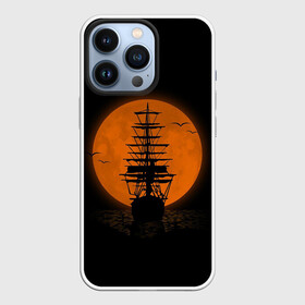 Чехол для iPhone 13 Pro с принтом Корабль и луна в Новосибирске,  |  | moon | night | sea | ship | корабль | луна | море | ночь