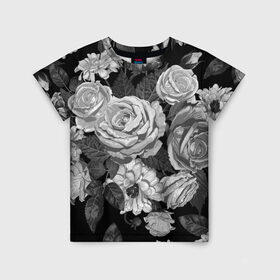 Детская футболка 3D с принтом Розы в Новосибирске, 100% гипоаллергенный полиэфир | прямой крой, круглый вырез горловины, длина до линии бедер, чуть спущенное плечо, ткань немного тянется | flowers | герберы | контур | легкие | лилии | мягкие | роза | ромашка | тренд | цветы