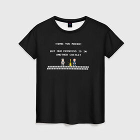 Женская футболка 3D с принтом Марио Ёршик в Новосибирске, 100% полиэфир ( синтетическое хлопкоподобное полотно) | прямой крой, круглый вырез горловины, длина до линии бедер | Тематика изображения на принте: 8bit | dendy | game over | sega | super mario | ёршик | игра | прикол | ретро | супер марио