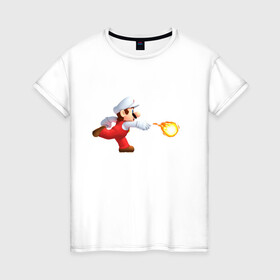 Женская футболка хлопок с принтом Mario в Новосибирске, 100% хлопок | прямой крой, круглый вырез горловины, длина до линии бедер, слегка спущенное плечо | dendy | games | mario | sega | лето 2021 | марио