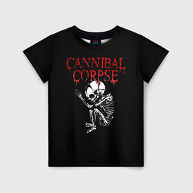 Детская футболка 3D с принтом Cannibal Corpse | 1 в Новосибирске, 100% гипоаллергенный полиэфир | прямой крой, круглый вырез горловины, длина до линии бедер, чуть спущенное плечо, ткань немного тянется | Тематика изображения на принте: band | cannibal corpse | metal | music | rock | атрибутика | группа | метал | музыка | рок