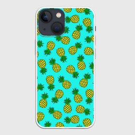 Чехол для iPhone 13 mini с принтом Ананасы аква в Новосибирске,  |  | ananas | aqua | exotic | food | pineapple | summer | tropical | аква | ананасики | ананасы | десерт | джунгли | еда | лето | листья | море | овощи | океан | острова | отпуск | пальмы | плоды | пляж | растения | тропики | тропические