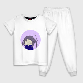 Детская пижама хлопок с принтом Тиаки в Новосибирске, 100% хлопок |  брюки и футболка прямого кроя, без карманов, на брюках мягкая резинка на поясе и по низу штанин
 | anime | yuru camp | аниме | анимэ | лагерь на свежем воздухе | надэсико | рин | фудзи