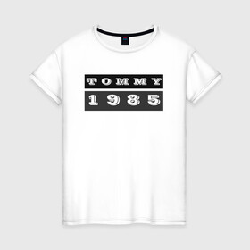 Женская футболка хлопок с принтом Tommy 1985 в Новосибирске, 100% хлопок | прямой крой, круглый вырез горловины, длина до линии бедер, слегка спущенное плечо | 1985 | black white | tommy | tommy hilfiger | tommy jeans | лого | минимализм | томми | томми джинс | томми хилфигер | хилфигер | черно белое