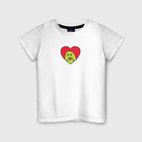 Детская футболка хлопок с принтом Сердечко в Новосибирске, 100% хлопок | круглый вырез горловины, полуприлегающий силуэт, длина до линии бедер | love | любовь | отношения | сердечко | сердце | человечек | чувства