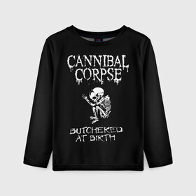 Детский лонгслив 3D с принтом Cannibal Corpse в Новосибирске, 100% полиэстер | длинные рукава, круглый вырез горловины, полуприлегающий силуэт
 | cannibal corpse | kreator | punk rock | slayer | sodom | анархия | блэк метал | гаражный рок | гранж | дэт метал | металл | панк рок | рок музыка | рок н ролл | рокер | треш метал | труп каннибал | тяжелый рок | хард рок