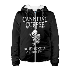 Женская куртка 3D с принтом Cannibal Corpse в Новосибирске, ткань верха — 100% полиэстер, подклад — флис | прямой крой, подол и капюшон оформлены резинкой с фиксаторами, два кармана без застежек по бокам, один большой потайной карман на груди. Карман на груди застегивается на липучку | cannibal corpse | kreator | punk rock | slayer | sodom | анархия | блэк метал | гаражный рок | гранж | дэт метал | металл | панк рок | рок музыка | рок н ролл | рокер | треш метал | труп каннибал | тяжелый рок | хард рок