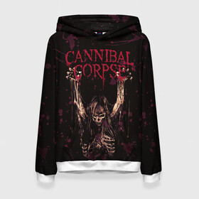 Женская толстовка 3D с принтом Cannibal Corpse | Skeleton в Новосибирске, 100% полиэстер  | двухслойный капюшон со шнурком для регулировки, мягкие манжеты на рукавах и по низу толстовки, спереди карман-кенгуру с мягким внутренним слоем. | blood | bones | cannibal corpse | skeleton | skull | кости | кровь | скелет | труп каннибала | череп