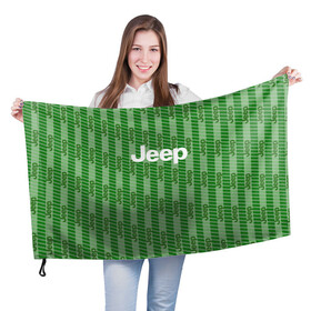 Флаг 3D с принтом Jeep  в Новосибирске, 100% полиэстер | плотность ткани — 95 г/м2, размер — 67 х 109 см. Принт наносится с одной стороны | auto | jeep | sport | авто | автомобили | автомобиль | автомобильные | бренд | внедорожники | легковые | марка | пикапы | спорт