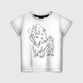 Детская футболка 3D с принтом йорк в Новосибирске, 100% гипоаллергенный полиэфир | прямой крой, круглый вырез горловины, длина до линии бедер, чуть спущенное плечо, ткань немного тянется | Тематика изображения на принте: dog | гав | животные | йорк | йоркширский терьер | милота | собака | собачка | терьер | фауна | хвостик | щенок | язык
