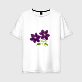 Женская футболка хлопок Oversize с принтом Два цветка в Новосибирске, 100% хлопок | свободный крой, круглый ворот, спущенный рукав, длина до линии бедер
 | иллюстрации | картинки | лето | листья | популярные | прикольные | природа | тренд | цветы