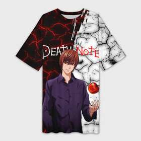 Платье-футболка 3D с принтом ТЕТРАДЬ СМЕРТИ в Новосибирске,  |  | anime | death note | аниме | кира | лайт ягами | манга | миса аманэ | михаэль кэл | ниа | рэм. | рюк